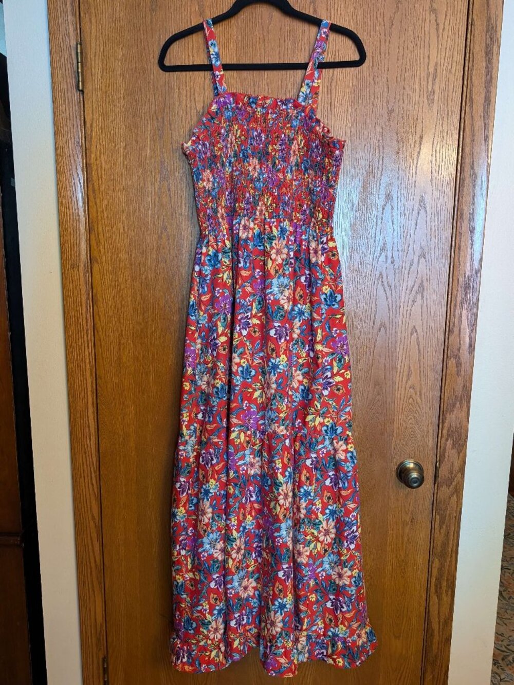B.O.G. Collective Women's Floral Smocked Maxi Dress Red Size Large